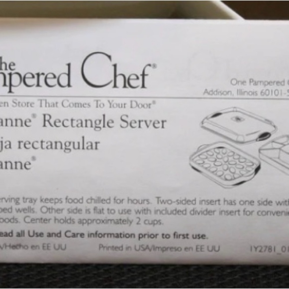 Pampered Chef White Rectangle Server with Lid Chillzanne - Picture 2 of 6